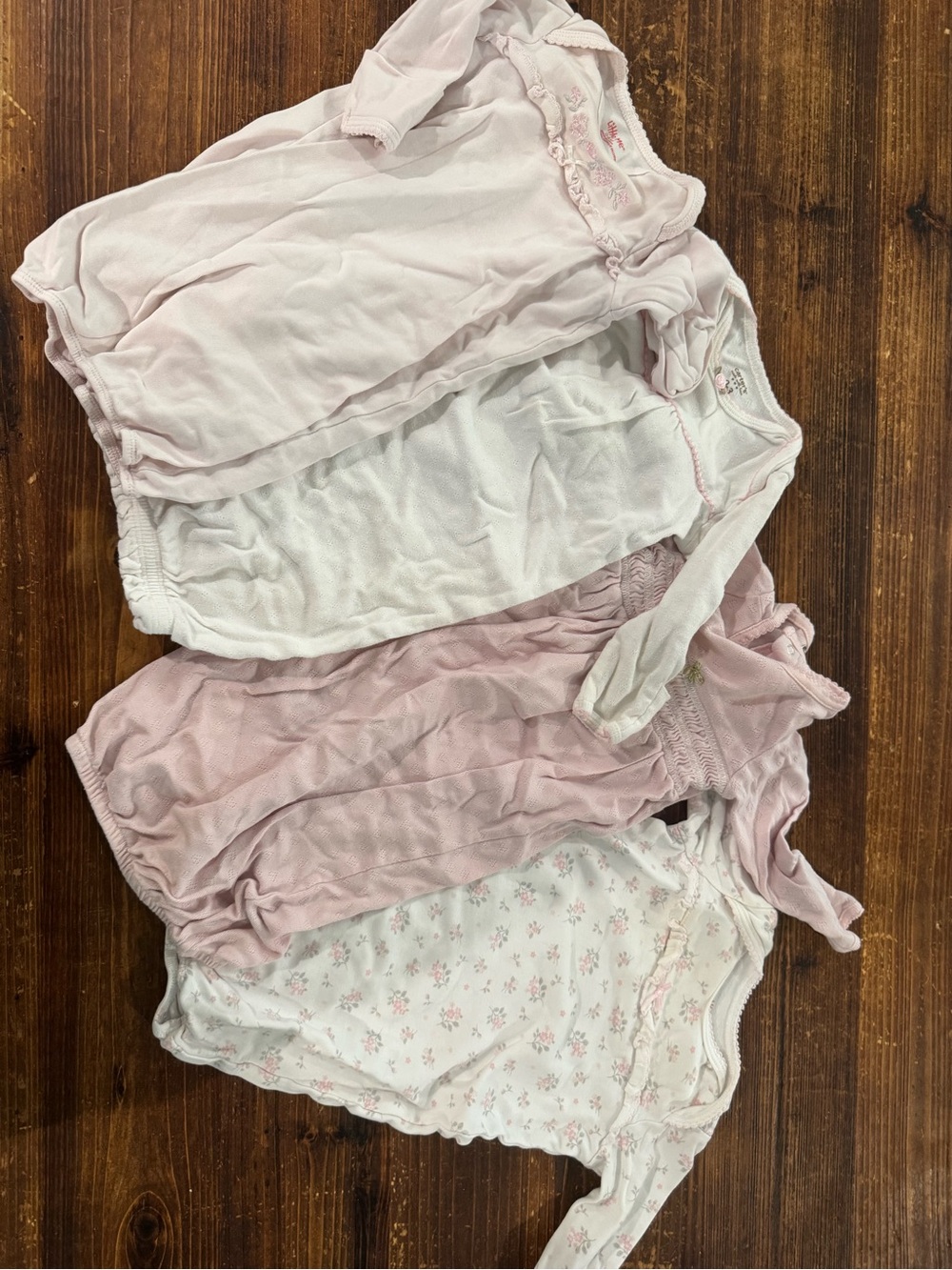 Little Me Baby Long-Sleeve Bodysuit 4-Pack in Pink and White